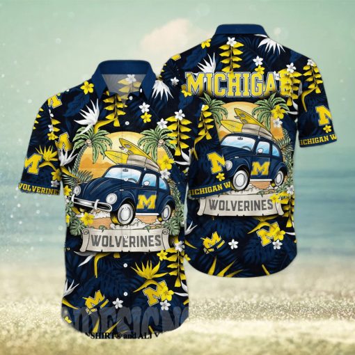 Michigan Wolverines NCAA Floral 3D Full Print Hawaiian Shirt