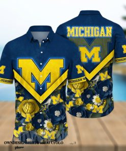 Michigan Wolverines NCAA Flower 3D Hawaiian Shirt