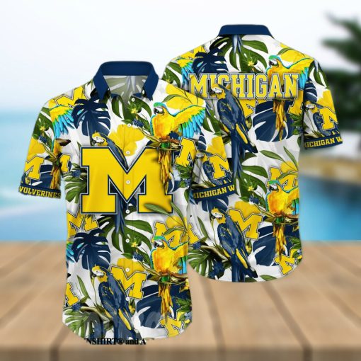 Michigan Wolverines NCAA Flower Tropical 3D Hawaiian Shirt