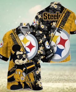 Mickey And Floral Pittsburgh Steelers NFL Summer Hawaiian Shirt