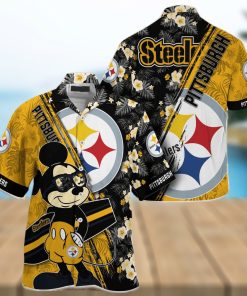 Mickey And Floral Pittsburgh Steelers NFL Summer Hawaiian Shirt