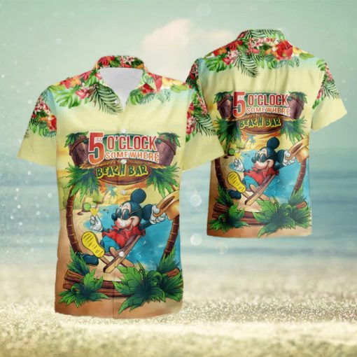 Mickey Mouse Its 5 O27Clock Somewhere Beach Bar Short Sleeve Aloha Hawaiian Shirt