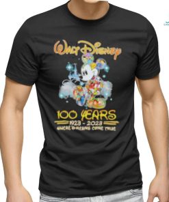 Mickey Mouse Walt Disney 100 years 1923 2023 where dreams come true shirt