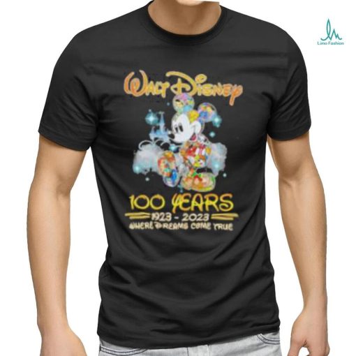 Mickey Mouse Walt Disney 100 years 1923 2023 where dreams come true shirt