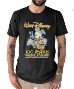 Mickey Mouse Walt Disney 100 years 1923 2023 where dreams come true shirt