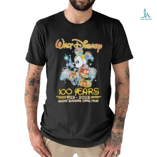 Mickey Mouse Walt Disney 100 years 1923 2023 where dreams come true shirt