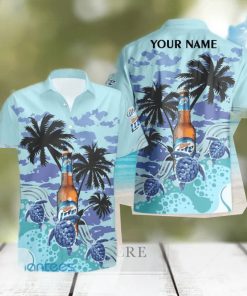 Miller Lite Lover Turtles Palm Tree Custom Name Hawaiian Shirt