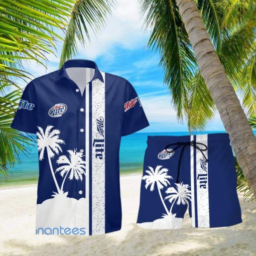 Miller Lite Tropical Palm Tree Aloha Hawaiian Shirt