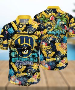 Milwaukee Brewers MLB Flower Hawaiian Shirt - Limotees