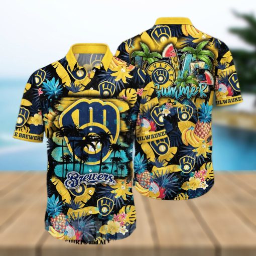 Milwaukee Brewers MLB Flower 3D Full Printed Hawaiian Shirt