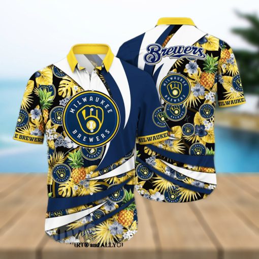 Milwaukee Brewers MLB Flower All Over Printed 3D Hawaiian Shirt