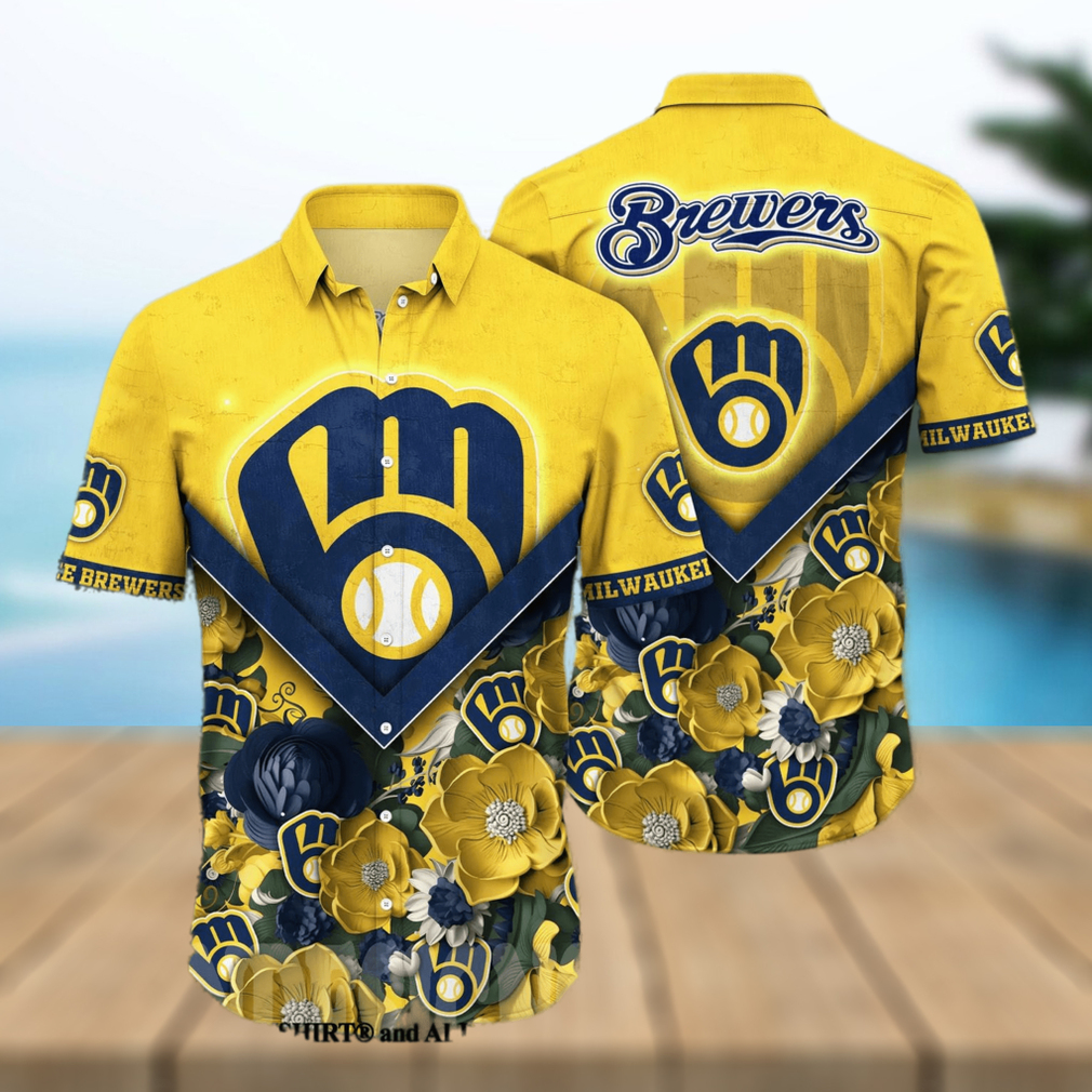 Milwaukee Brewers MLB Flower Classic Full Print Hawaiian Shirt - Limotees