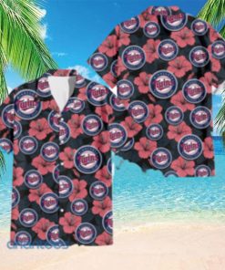 Minnesota Twins Big Logo And Light Coral Hibiscus 3D Hawaiian Shirt Tropical Style