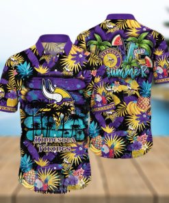 Minnesota Vikings NFL Flower Classic All Over Print Hawaiian Shirt