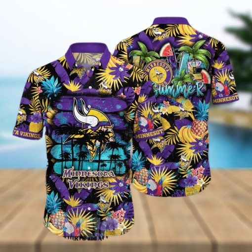 Minnesota Vikings NFL Flower Classic All Over Print Hawaiian Shirt