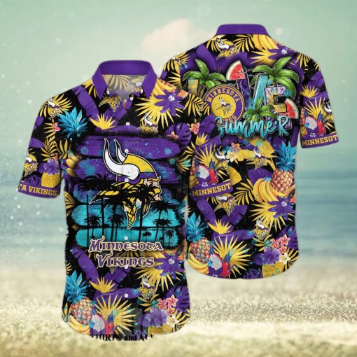 Minnesota Vikings NFL Flower Classic All Over Print Hawaiian Shirt