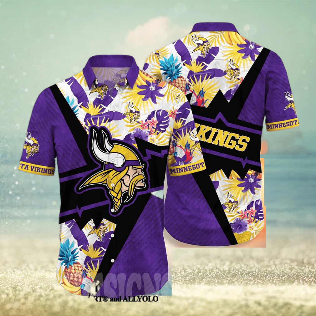 Minnesota Vikings NFL Flower Full Print Classic Hawaiian Shirt - Limotees