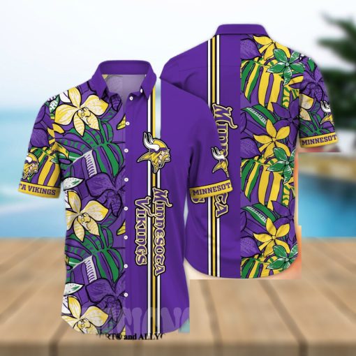 Minnesota Vikings NFL Flower Full Printed 3D Hawaiian Shirt