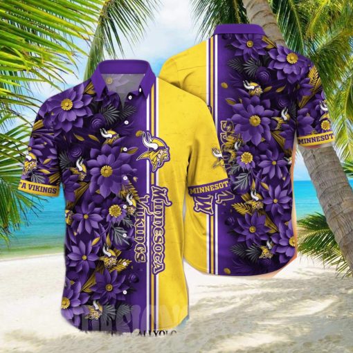 Minnesota Vikings NFL Flower Tropical All Over Printed Unisex Hawaiian Shirt