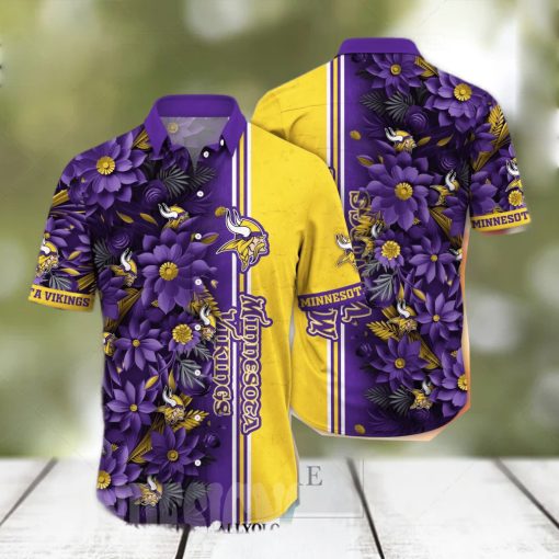 Minnesota Vikings NFL Flower Tropical All Over Printed Unisex Hawaiian Shirt