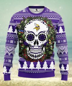 Minnesota Vikings Skull Flower Ugly Christmas Ugly Sweater