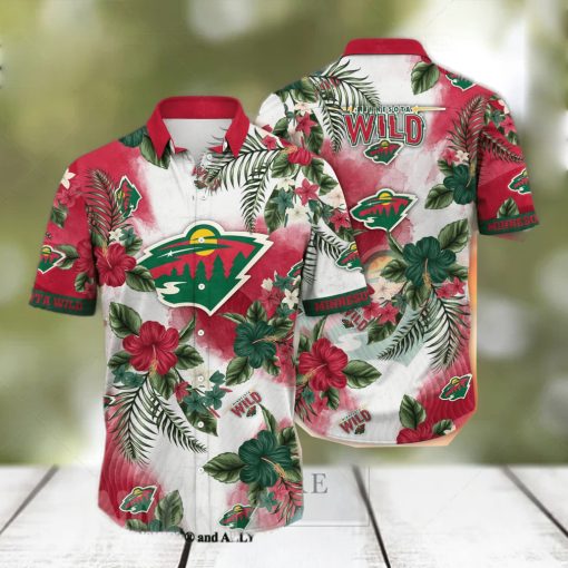 Minnesota Wild NHL Flower All Over Print Unisex Hawaiian Shirt