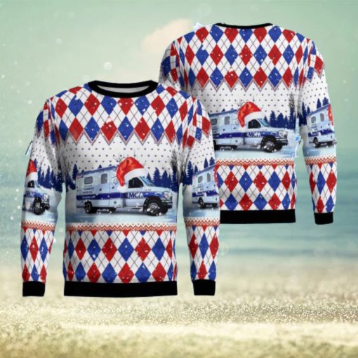 Monroe, Michigan, Monroe Community Ambulance Christmas Ugly Sweater 3D