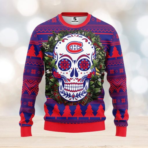 Montreal Canadians Skull Flower Ugly Christmas Ugly Sweater