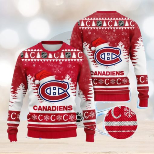 Montreal Canadiens Nhl Ice Hockey Christmas Santa Hat AOP Print 3D Ugly Sweater