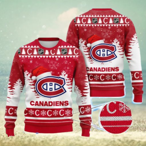 Montreal Canadiens Nhl Ice Hockey Christmas Santa Hat AOP Print 3D Ugly Sweater