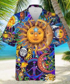 Moon Embracing The Sun Hippie Unisex 3D Full Printed Hawaiian Shirt Summer Gift For Men And Women