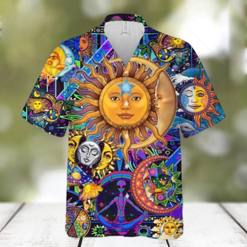 Moon Embracing The Sun Hippie Unisex 3D Full Printed Hawaiian Shirt Summer Gift For Men And Women