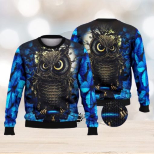 Moon Night Owl For Owl Lovers 3D Full Print Ugly Sweater Christmas Gift Sweater