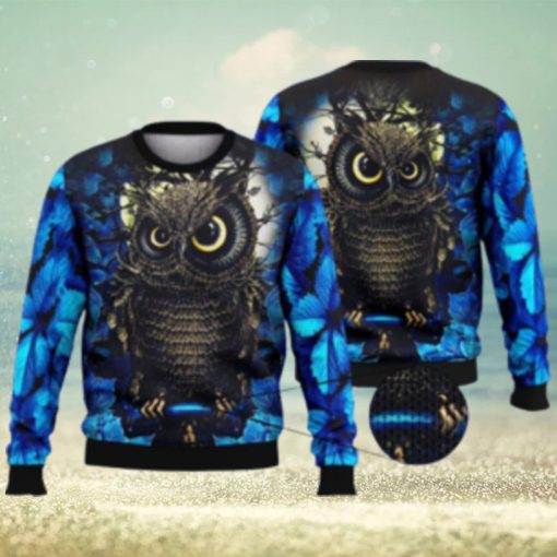 Moon Night Owl For Owl Lovers 3D Full Print Ugly Sweater Christmas Gift Sweater