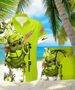 Mountain Dew Cute Baby Yoda Aloha Hawaiian Shirt And Shorts Men And Women Beach Gift