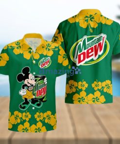 Mountain Dew Funny Mickey Mouse Hibicus Flower Hawaiian Shirt And Shorts