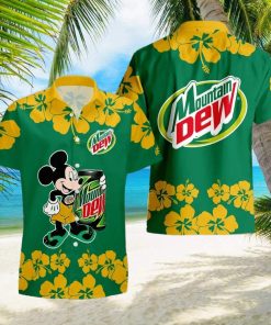 Mountain Dew Mickey Mouse Hibicus Flower Gift Hawaiian Set Shirt