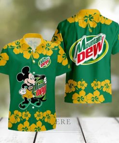 Mountain Dew Mickey Mouse Hibicus Flower Gift Hawaiian Set Shirt