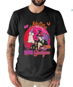 My Maltese Rides Shotgun Halloween Dog Witch On Broomstick Happy Halloween 2023 Shirt