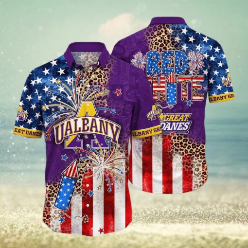 NCAA Albany Great Danes Hawaiian Shirt Fireworks Independence Day Beach Lovers Gift