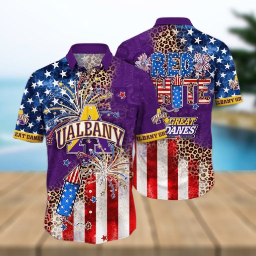 NCAA Albany Great Danes Hawaiian Shirt Fireworks Independence Day Beach Lovers Gift