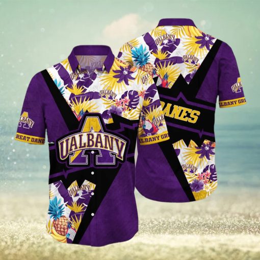 NCAA Albany Great Danes Hawaiian Shirt Flower And For Fans