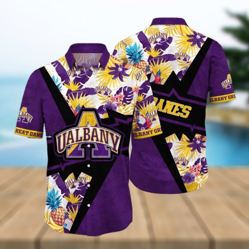 NCAA Albany Great Danes Hawaiian Shirt Flower And For Fans