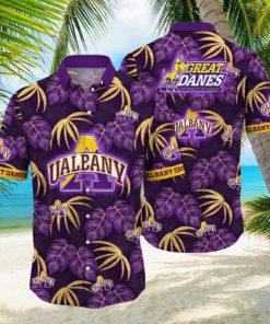 NCAA Albany Great Danes Hawaiian Shirt Palm Leaves Pattern Beach Gift For Friend hawaiian shirt