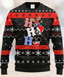 NCAA Christmas Georgia Bulldogs HoHoHo Mickey Christmas Ugly Sweater For Men Women