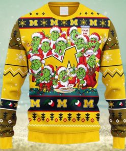 NCAA Christmas Michigan Wolverines 12 Grinch Xmas Day Christmas Ugly Sweater For Men Women