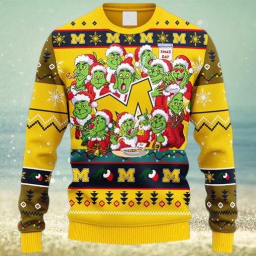 NCAA Christmas Michigan Wolverines 12 Grinch Xmas Day Christmas Ugly Sweater For Men Women