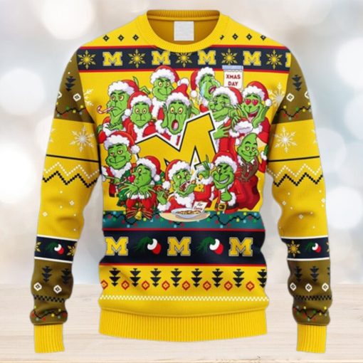 NCAA Christmas Michigan Wolverines 12 Grinch Xmas Day Christmas Ugly Sweater For Men Women