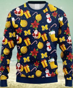 NCAA Christmas Michigan Wolverines Santa Claus Snowman Christmas Ugly Sweater For Men Women