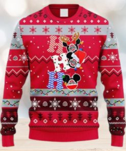 NCAA Christmas Ohio State Buckeyes HoHoHo Mickey Christmas Ugly Sweater For Men Women